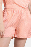 Zivame Checkered Sheen Woven Shorts Set - Pink Sand — thumbnail 6